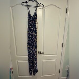 Brand New Juniors' Floral-Print Ruched-Front Jumpsuit
